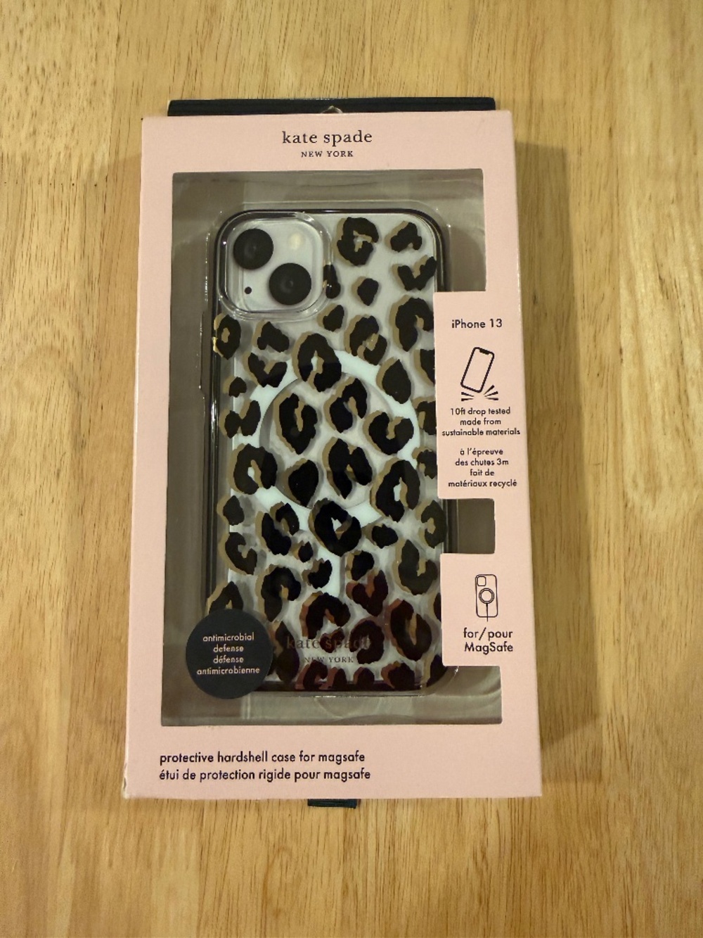 Brand New "KATE SPADE" iPhone 13 Black Leopard Mag Safe Phone Case